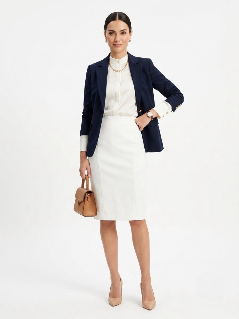 NWOT Ann Taylor Off White Panel Seam Pencil Skirt Sz 10 Classic Fit Office Wear